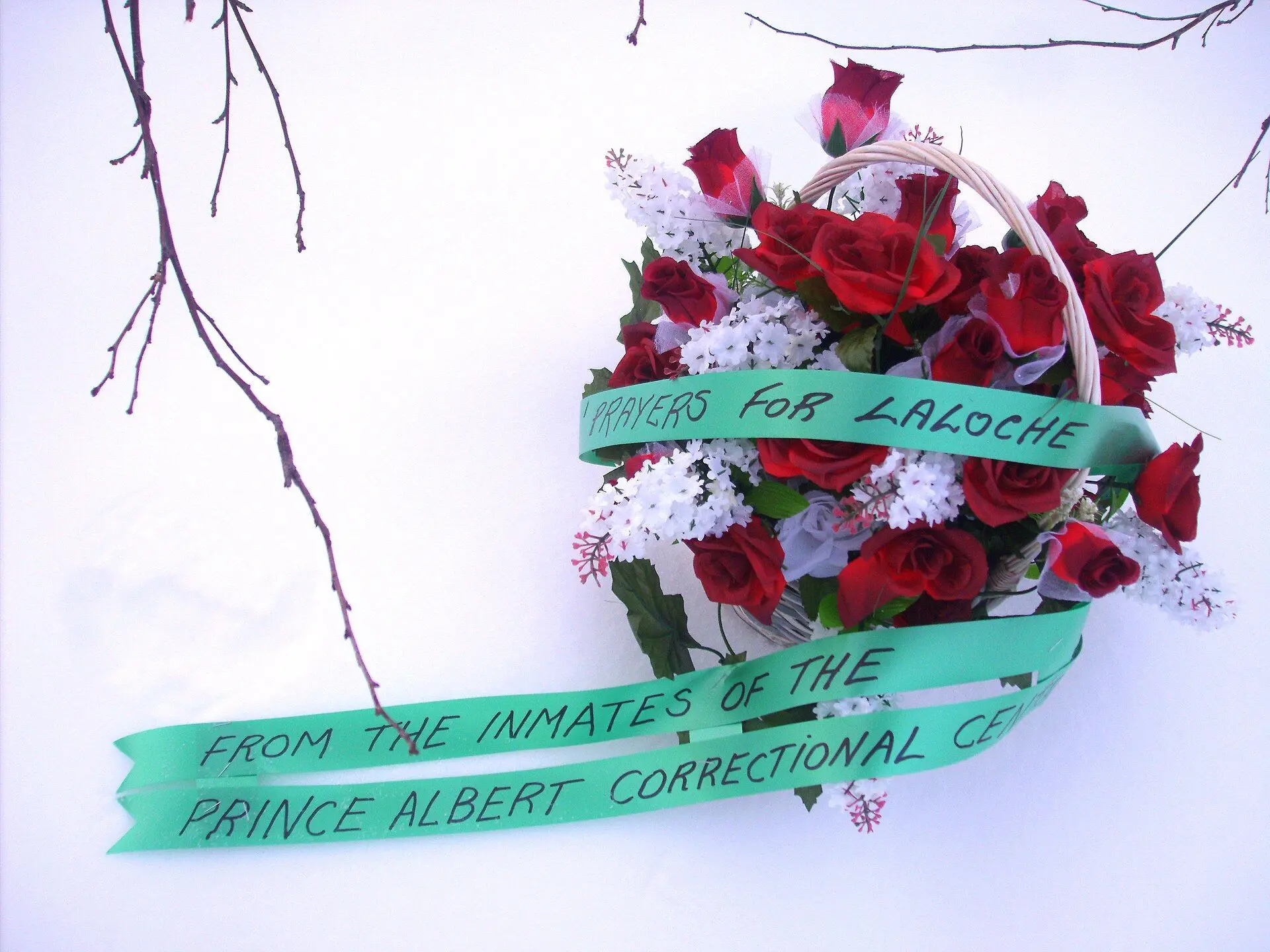 Memorial flowers for La Loche from Prince Albert Correctional Centre inmates